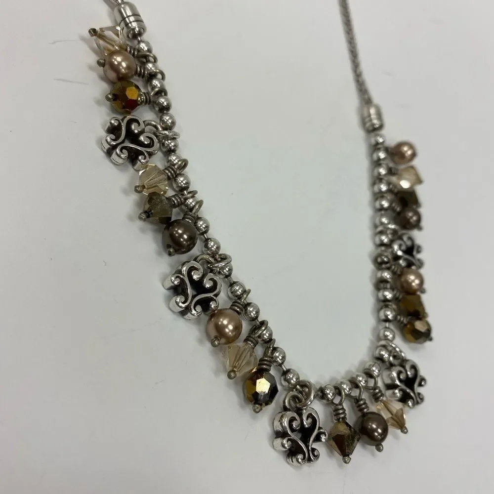 Brighton vintage Cannes Silver and Crystal beads‎ collar Necklace